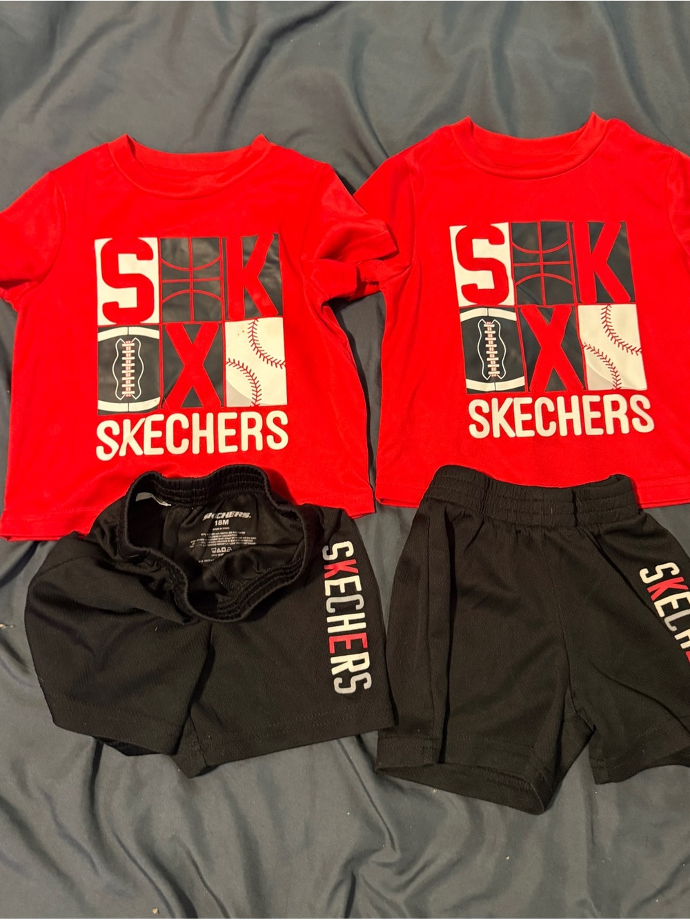 2 outfits Skechers Red and Black Kids Matching Athletic Sets